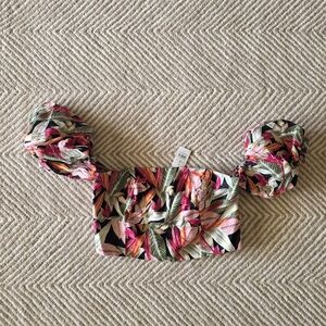 LOFT Beach Floral Print Off-Shoulder Top Size Small Women